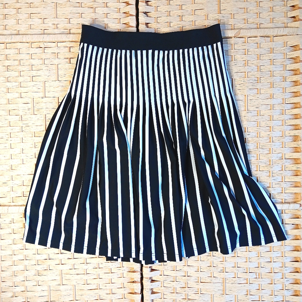 Black and White Striped Women's Skirt